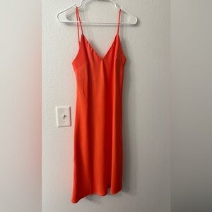 Bright Coral Silk Slip Dress